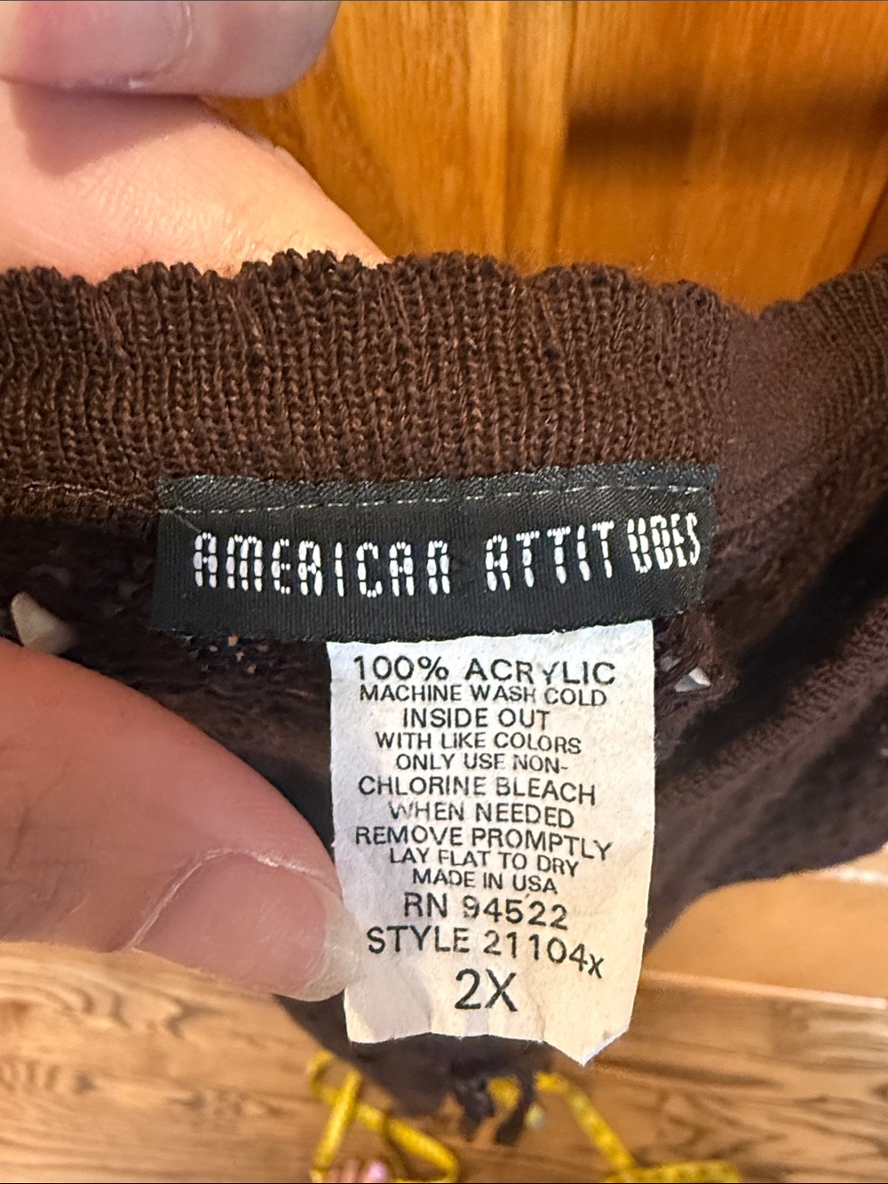 632 American Attitude Plus Size 2X Brown Open Knit Sweater Tank Top Ribbon Waist - Picture 3 of 5